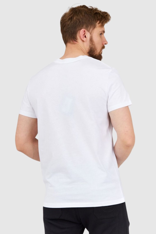 BALMAIN White men's t-shirt with small velvet logo