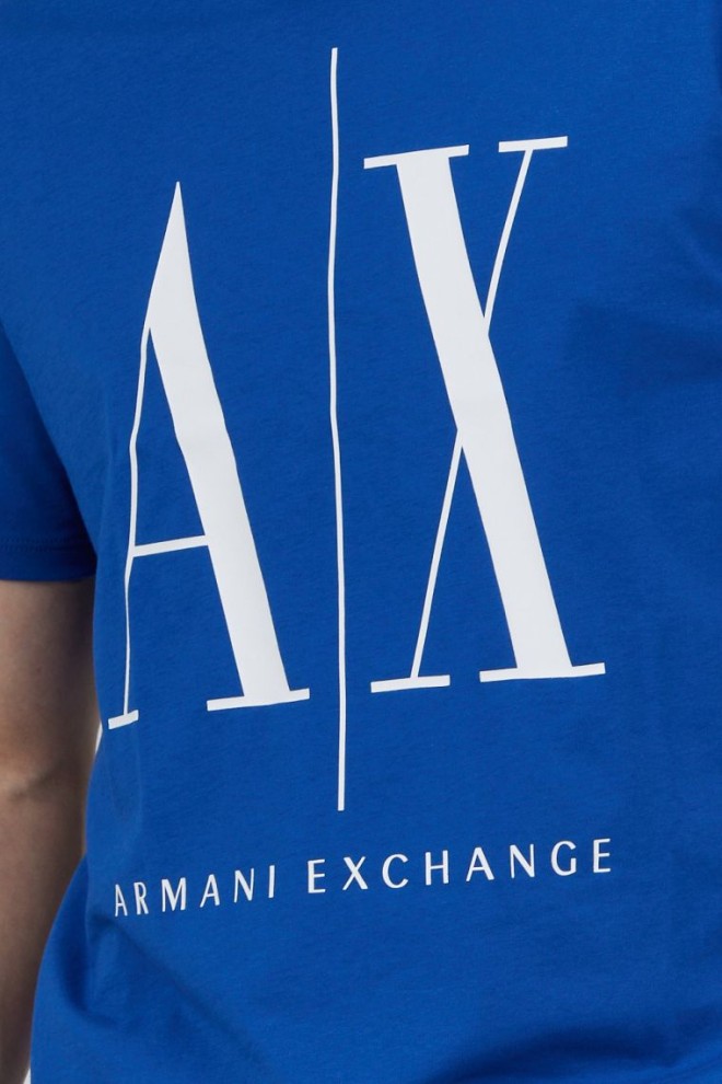 ARMANI EXCHANGE Niebieski t-shirt męski z dużym logo