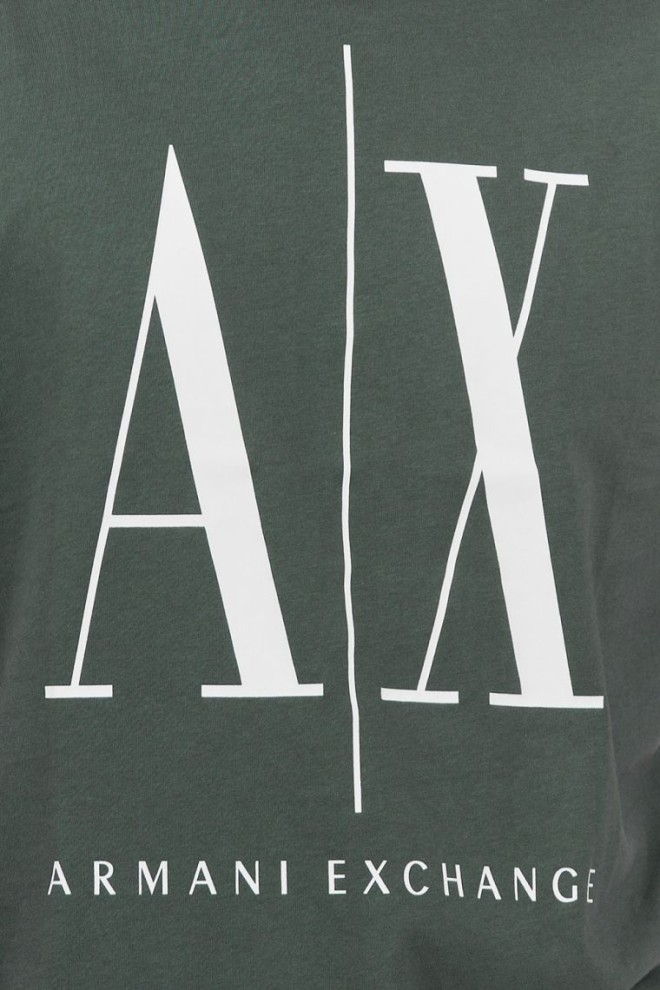 Tricou ARMANI EXCHANGE gri-verde pentru bărbați cu logo mare