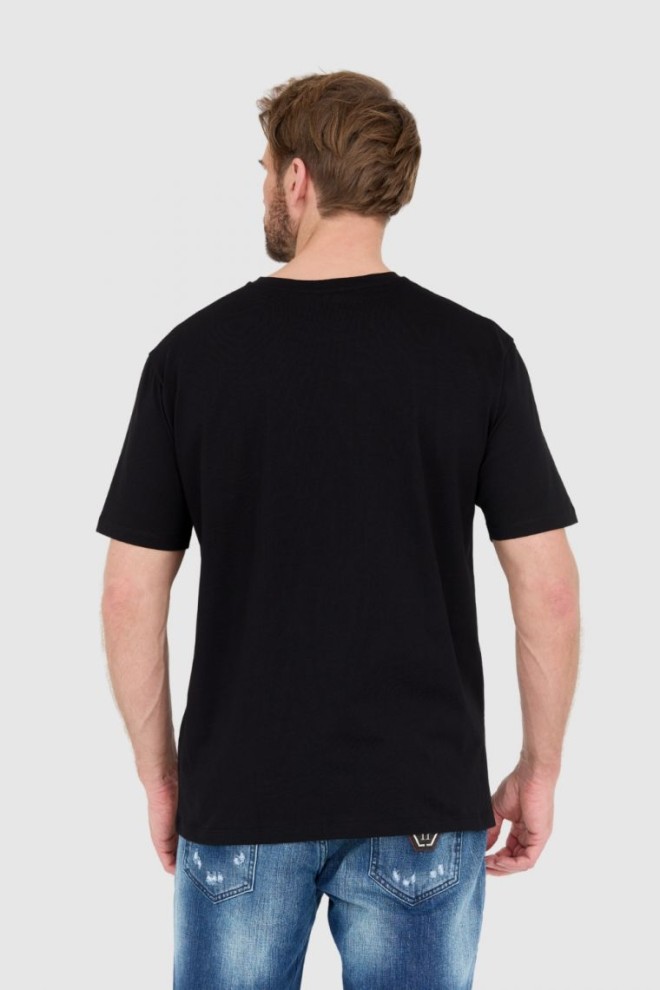 BALMAIN Black men's t-shirt with embossed rubber logo