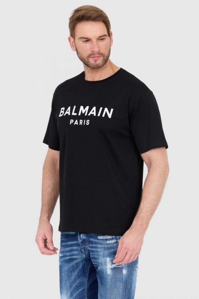 BALMAIN Czarny t-shirt męski z logo