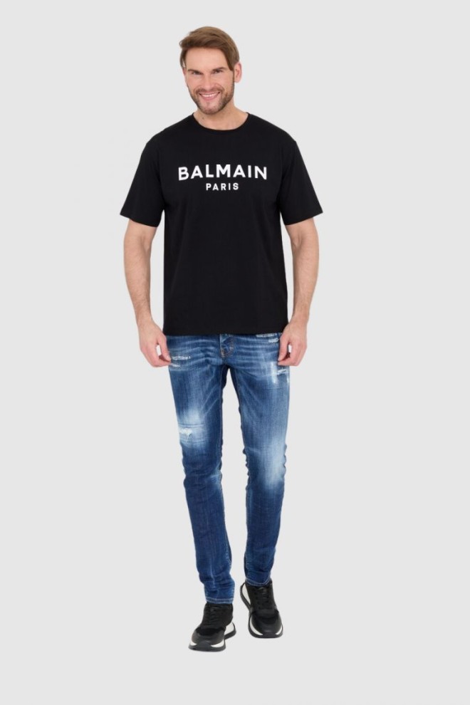 BALMAIN Czarny t-shirt męski z logo