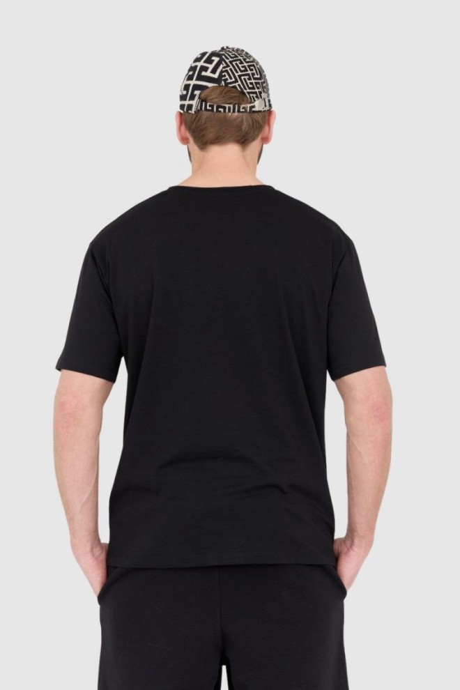 BALMAIN Tricou negru pentru bărbați cu logo imprimat alb