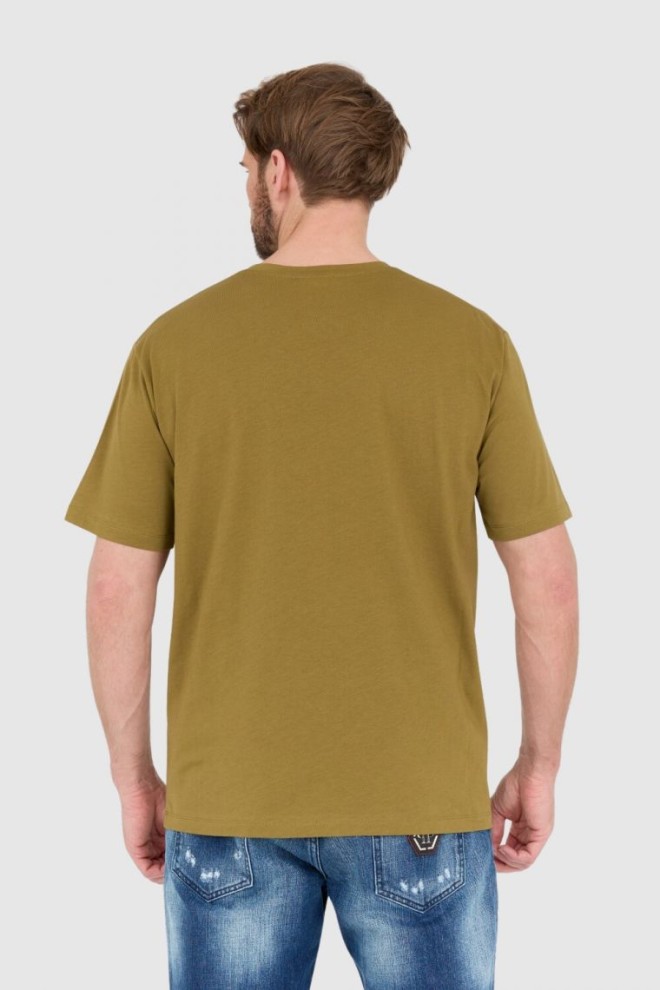 BALMAIN Tricou verde pentru bărbați cu logo imprimat alb