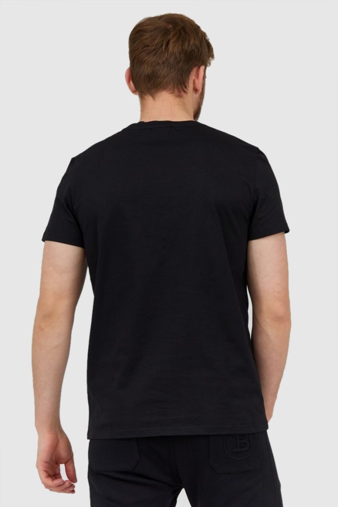 BALMAIN Black men's t-shirt with small velvet logo