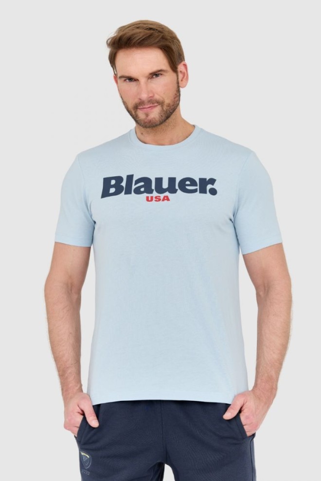 BLAUER Blue men's t-shirt with large logo