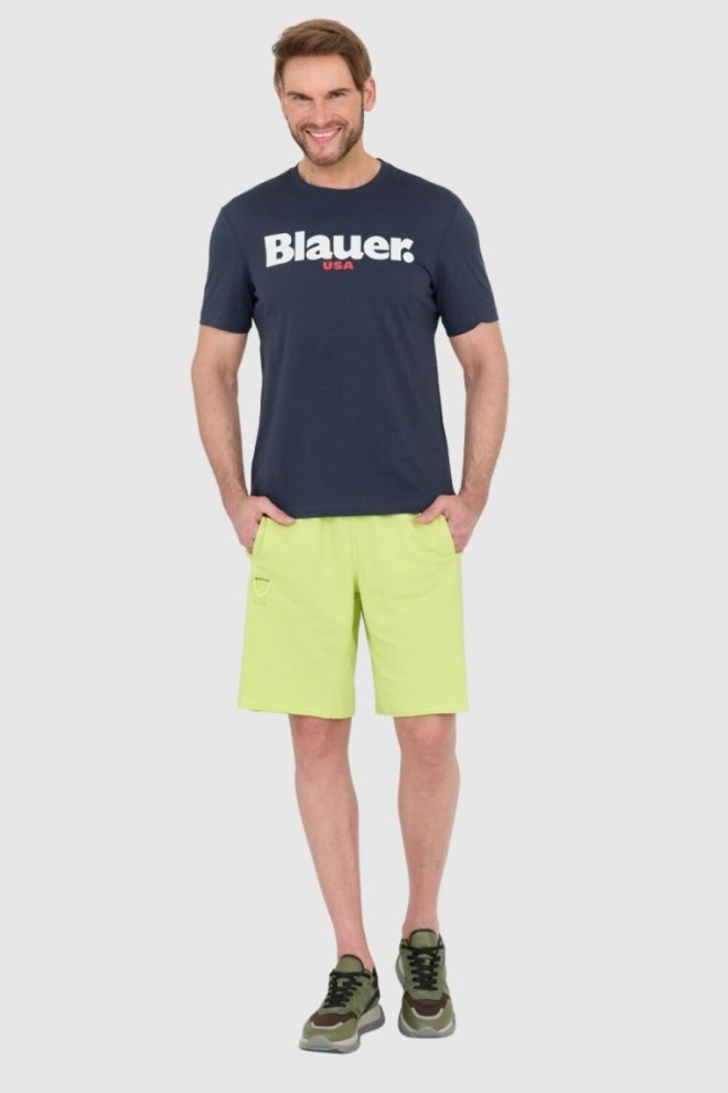 BLAUER Navy blue men's t-shirt with large logo