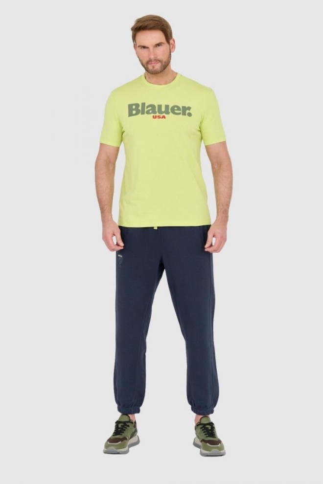 BLAUER Tricoul verde pentru bărbați cu logo mare