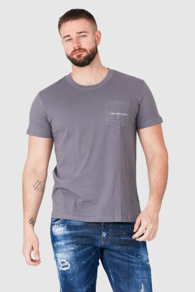 CALVIN KLEIN JEANS Tricou gri cu logo pentru bărbați