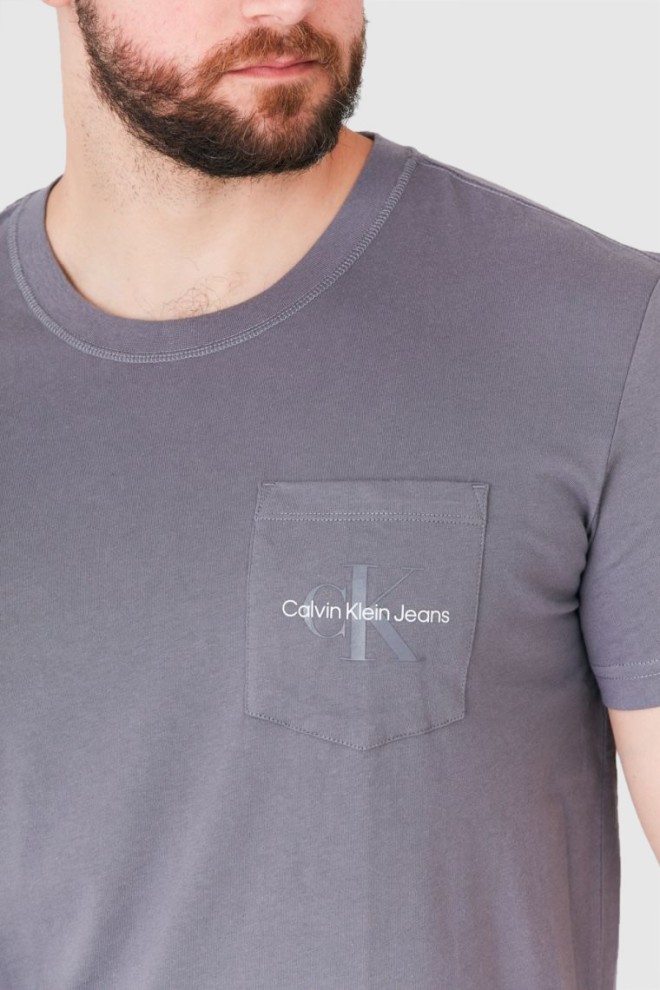 CALVIN KLEIN JEANS Tricou gri cu logo pentru bărbați