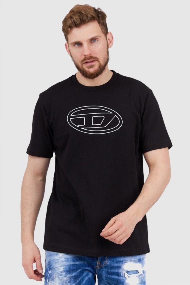 DIESEL Black men's t-shirt with embossed logo