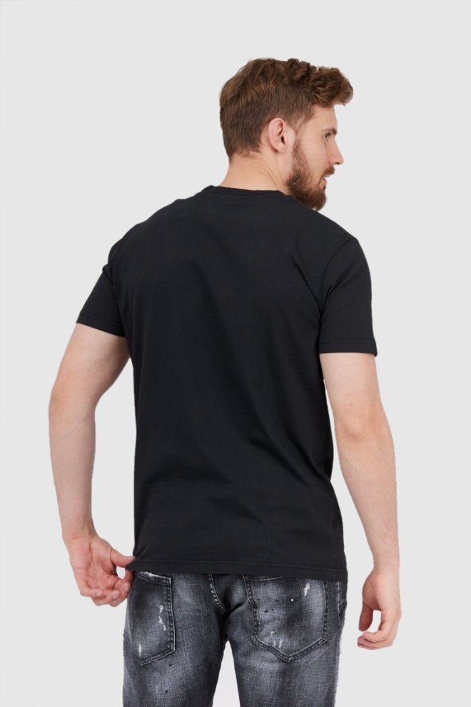 DIESEL Tricou negru pentru bărbați cu logo albastru marin