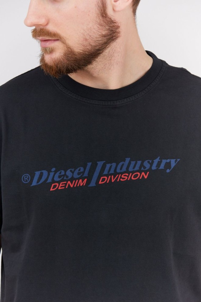 DIESEL Black men's t-shirt with navy blue logo