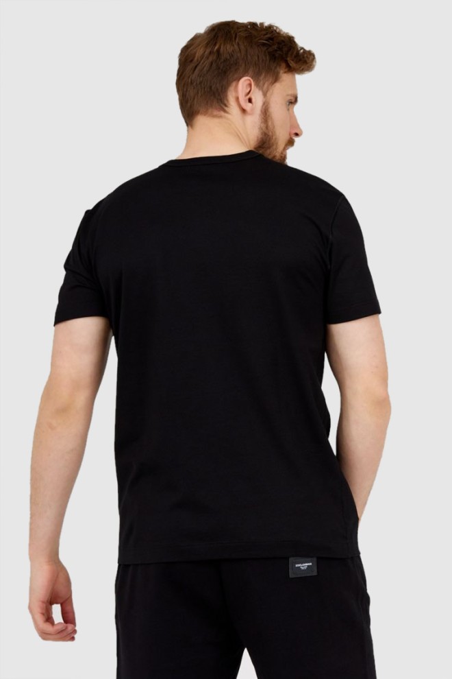 DOLCE & GABBANA Czarny t-shirt męski z aplikacją z logo