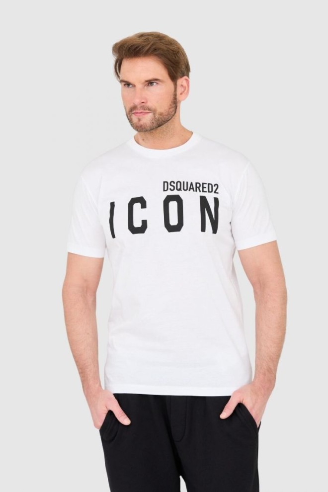 DSQUARED2 White men's t-shirt with large icon logo