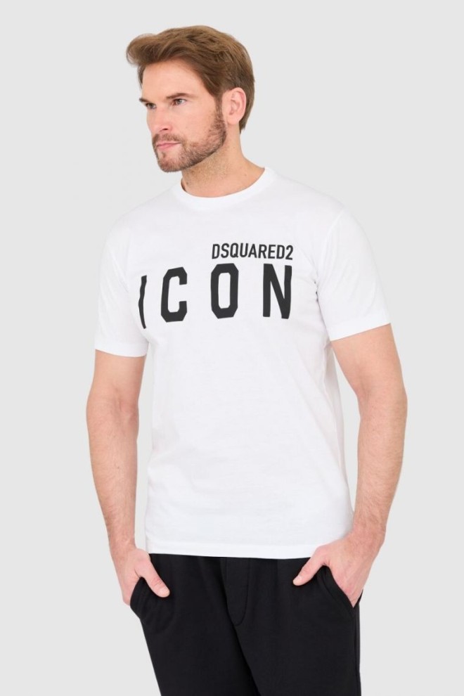 DSQUARED2 White men's t-shirt with large icon logo