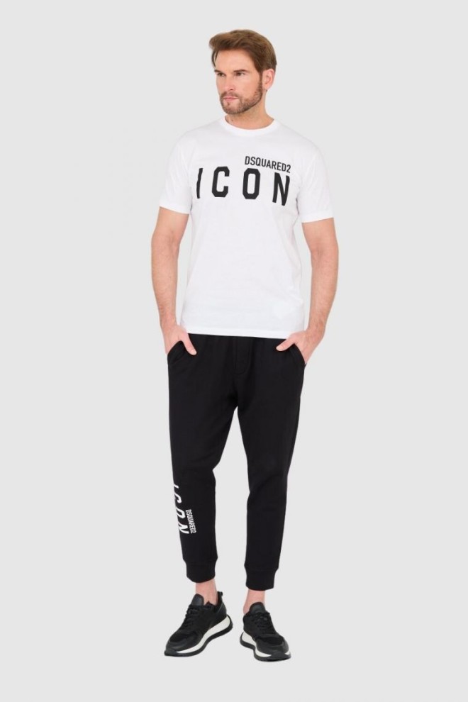 DSQUARED2 Tricou alb pentru bărbați cu logo cu pictogramă mare