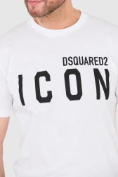 DSQUARED2 Biały t-shirt męski z dużym logo icon