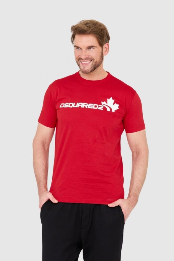 DSQUARED2 Red cotton t-shirt with large logo