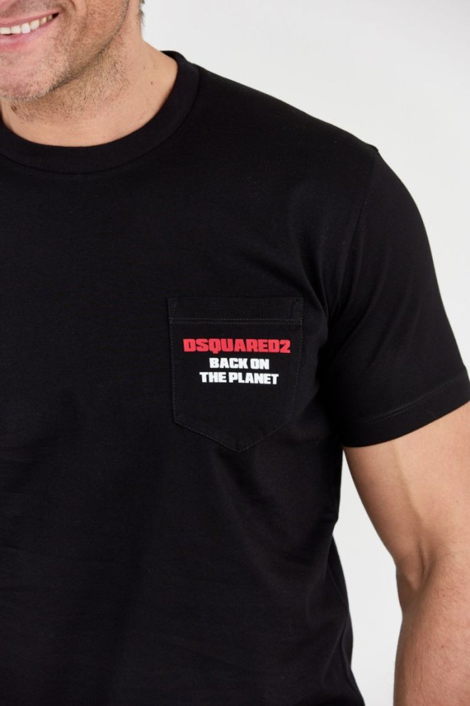 DSQUARED2 Tricou negru pentru bărbați cu buzunar