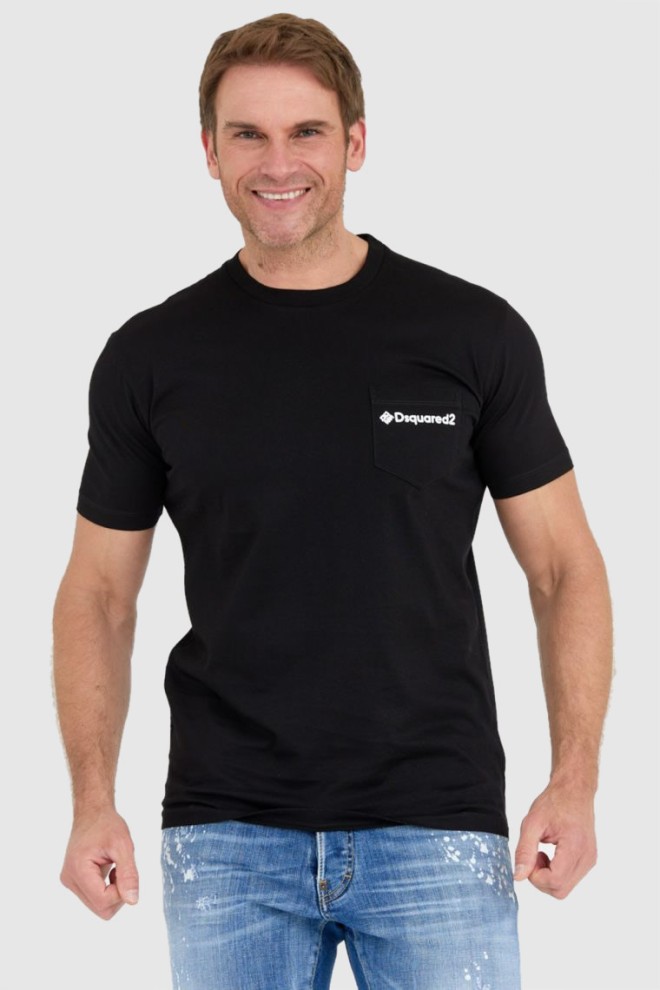 DSQUARED2 Black men's t-shit with mini gummy pocket