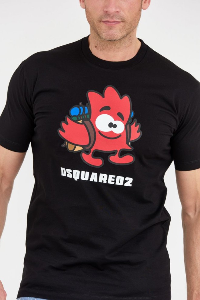 DSQUARED2 Czarny t-shity męski leaf buddy