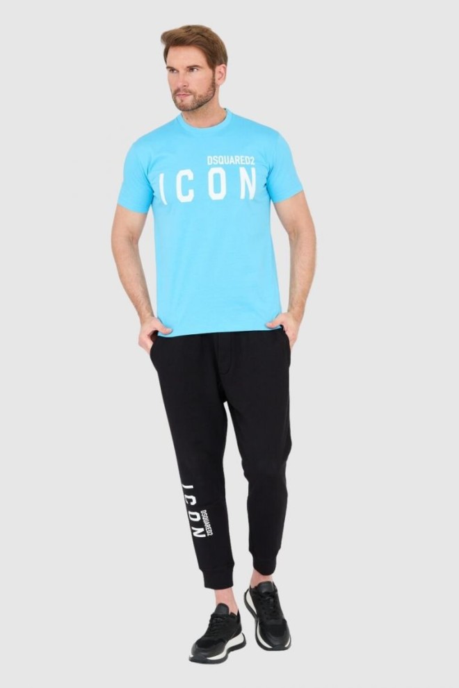 DSQUARED2 Tricou albastru pentru bărbați cu pictogramă logo mare