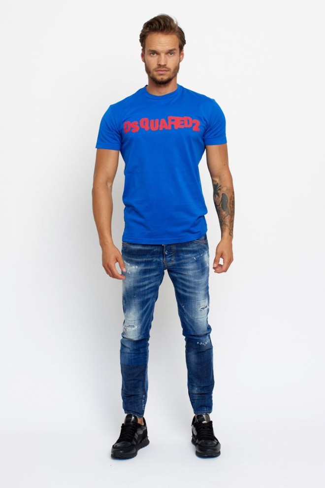 DSQUARED2 Blue men's t-shirt with red logo