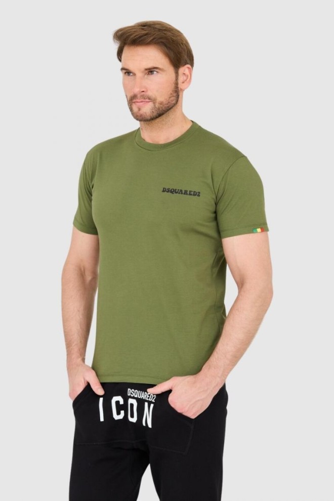 DSQUARED2 Green cotton t-shirt with small logo