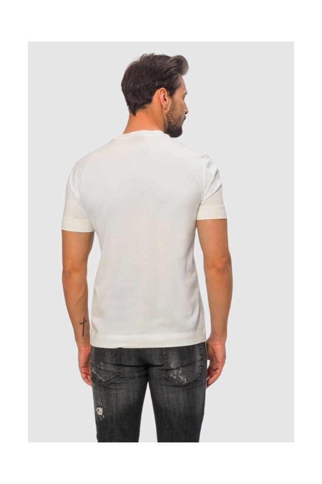 EMPORIO ARMANI White men's t-shirt with silver logo