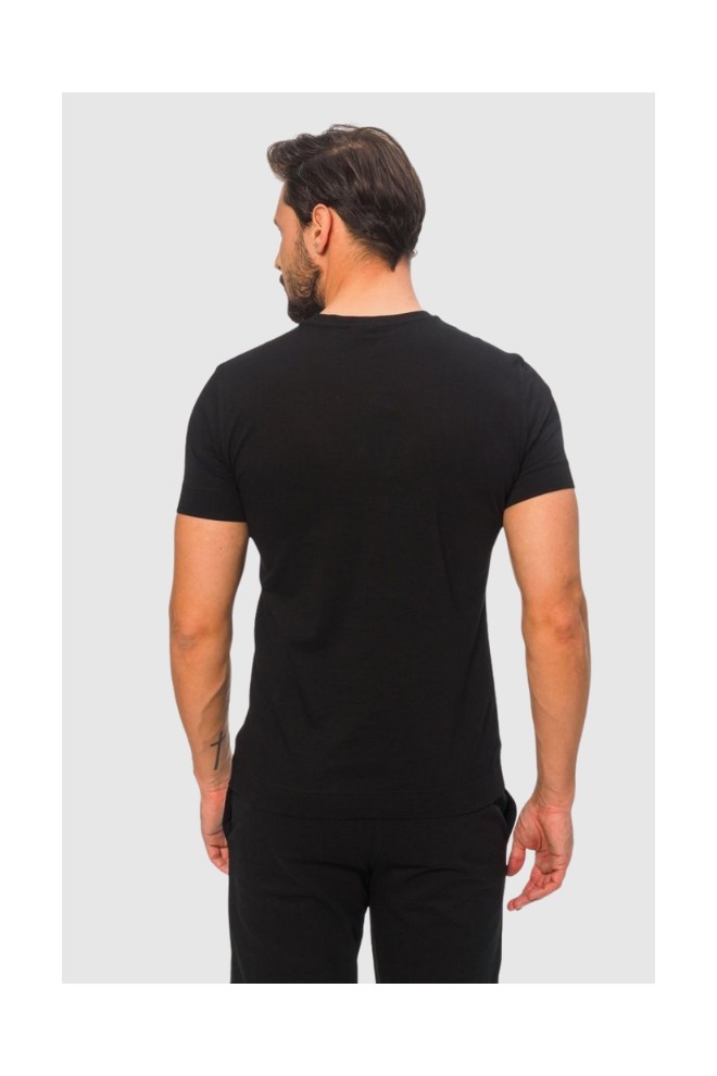EMPORIO ARMANI Czarny t-shirt męski z białym printem