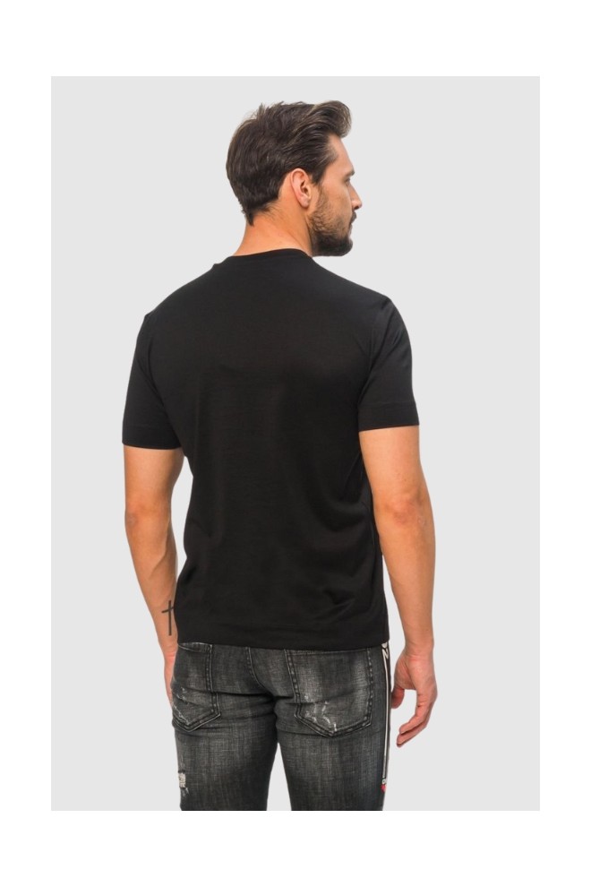 EMPORIO ARMANI Tricou negru pentru bărbați cu logo argintiu