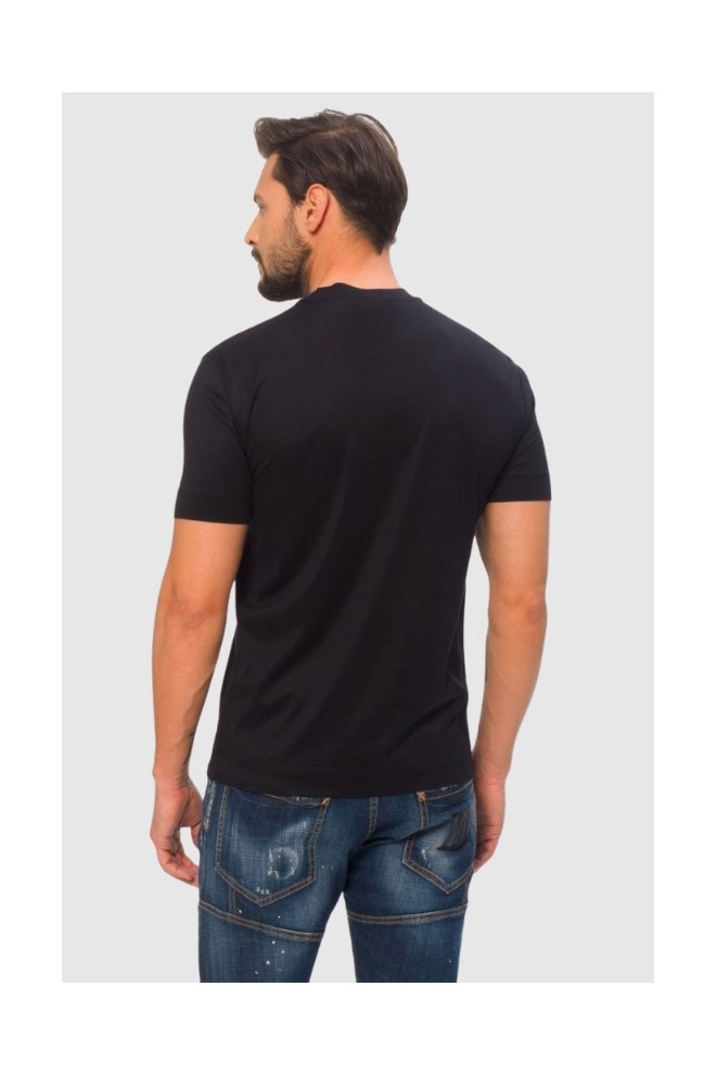 EMPORIO ARMANI Tricou albastru marin pentru bărbați cu logo argintiu