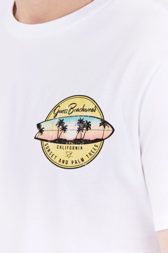 GUESS White men's t-shirt sunset and palm trees