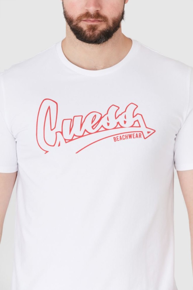 GUESS Tricou alb de plajă pentru bărbați