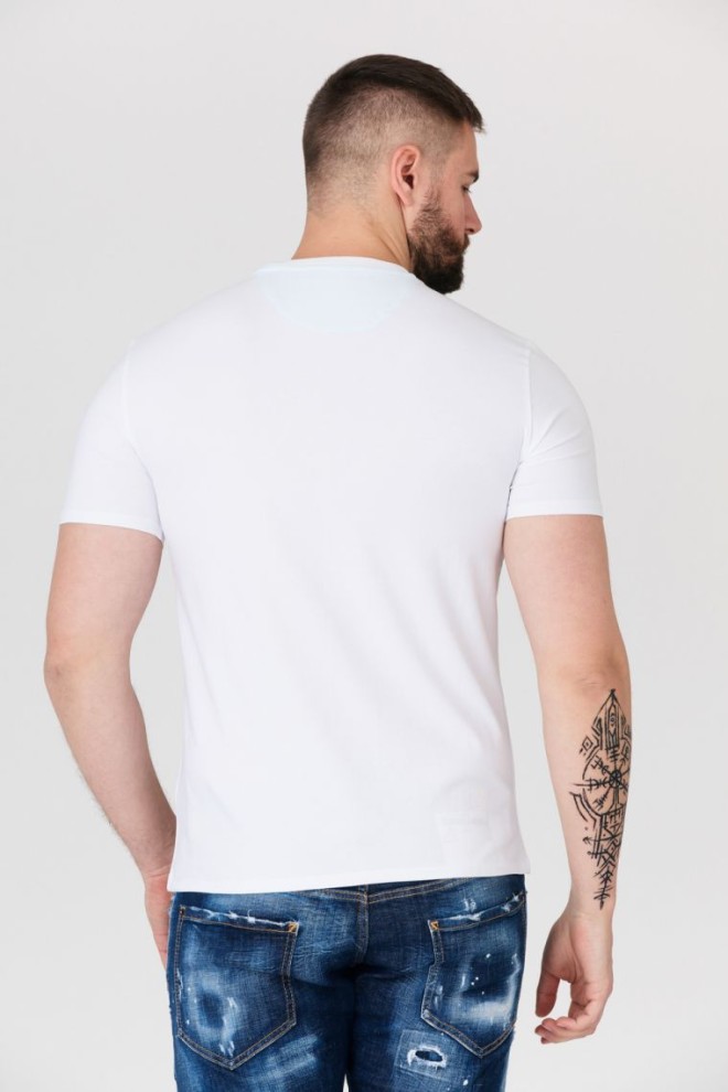 GUESS Biały t-shirt męski z logo z palmą