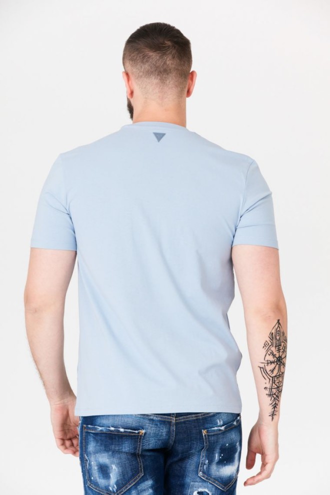 GUESS Tricou albastru pentru bărbați cu logo în relief
