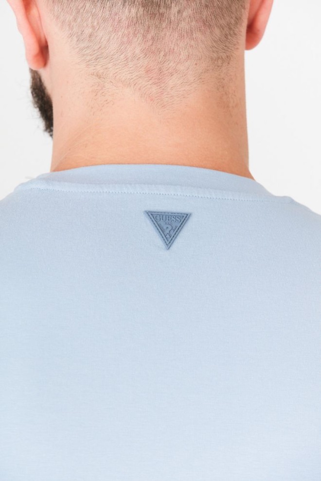 GUESS Tricou albastru pentru bărbați cu logo în relief