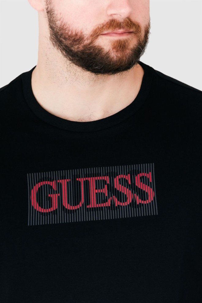 Чоловіча футболка GUESS Чорна з червоним логотипом