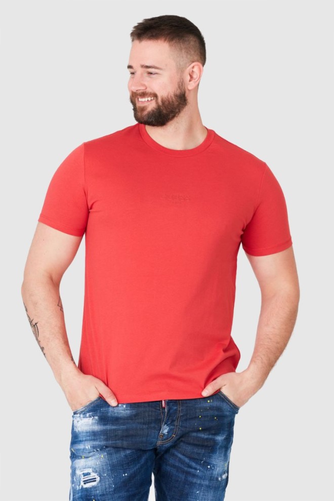 GUESS Red men's t-shirt with logo applique