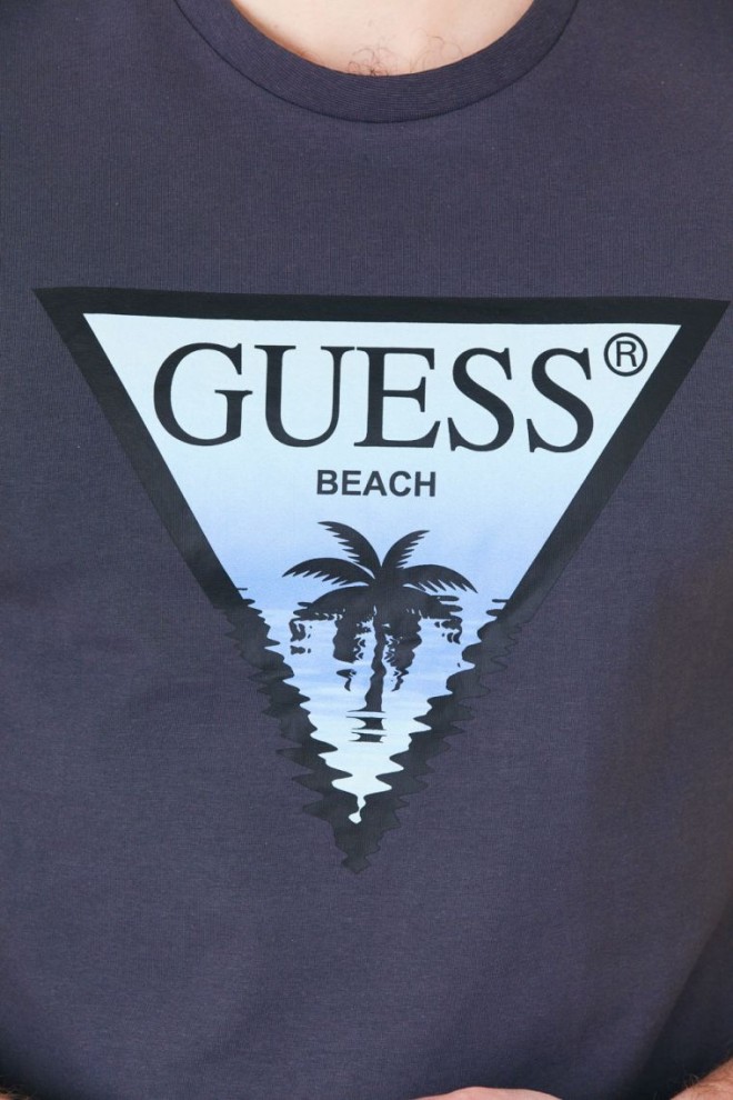 GUESS Graphite men's logo t-shirt with palm tree