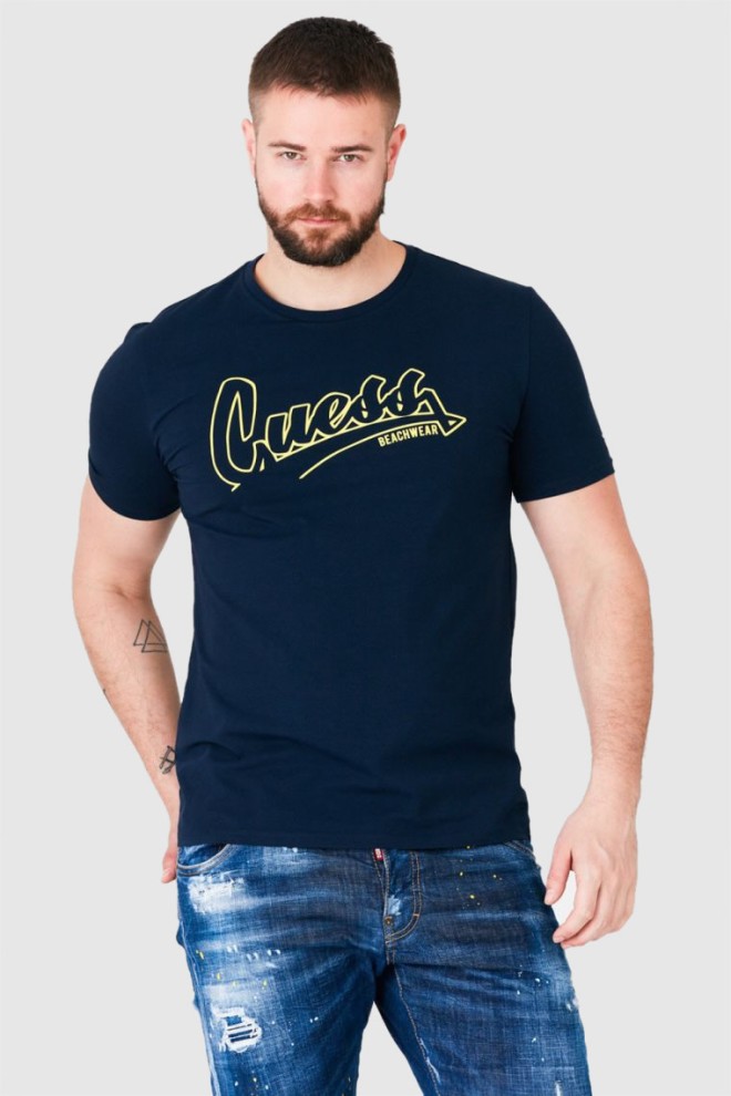 GUESS Granatowy t-shirt męski beachwear