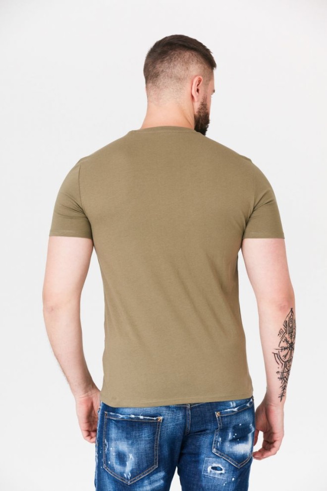 GUESS Khaki t-shirt męski w serek