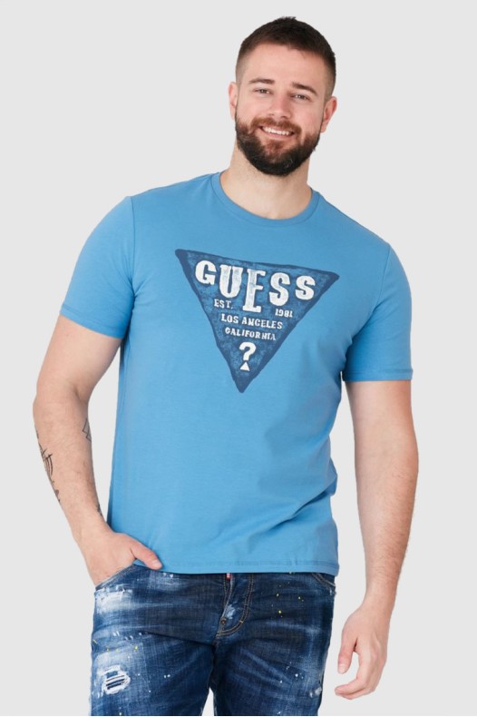 GUESS Tricou albastru...