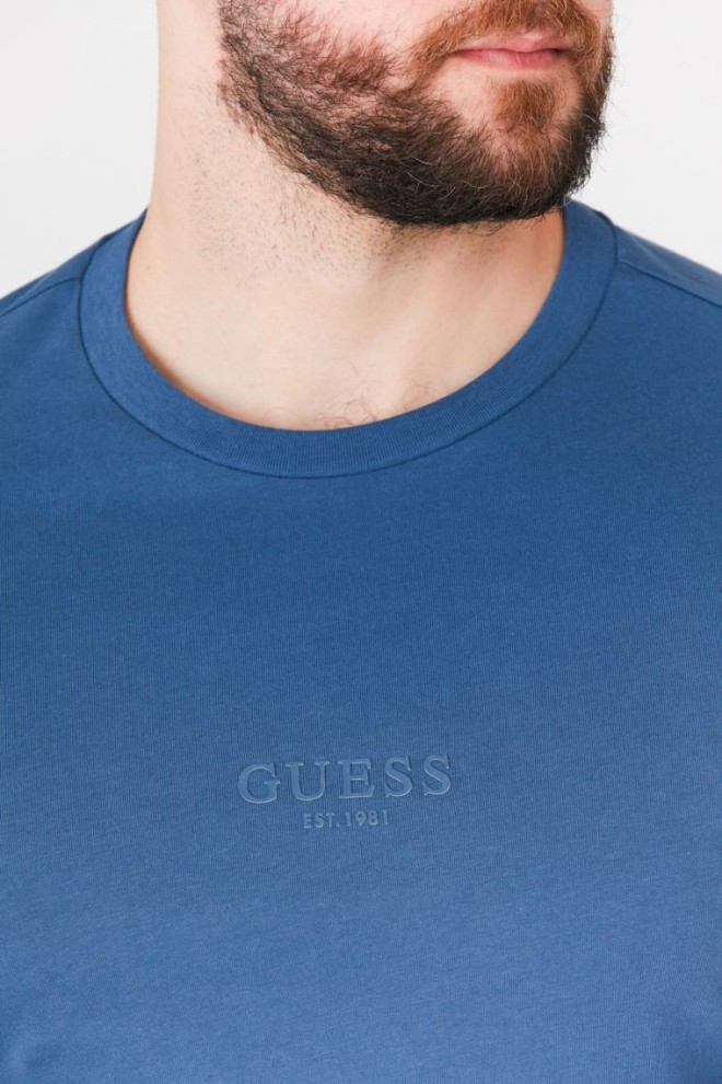 GUESS Blue men's t-shirt with logo applique