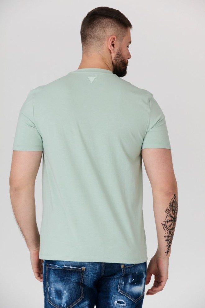 GUESS Pistacjowy t-shirt męski z wytłaczanym logo