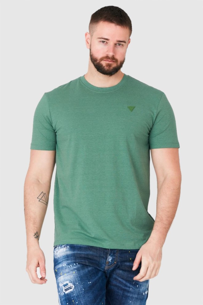 GUESS Zielony t-shirt męski z trójkątnym logo