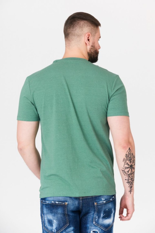 GUESS Tricou verde pentru bărbați cu logo triunghiular