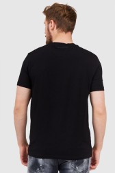 KARL LAGERFELD Czarny t-shirt męski z wypukłym logo