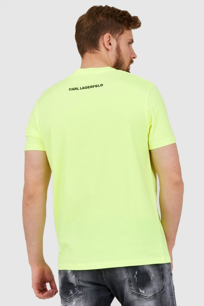 KARL LAGERFELD Tricou neon pentru bărbați cu logo în relief